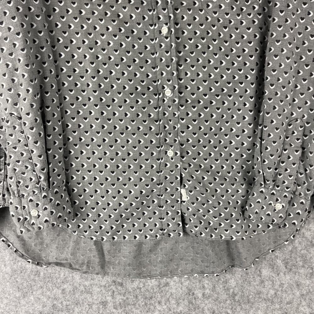 Grayson The Hero Top Womens 3 Medium Gray Heart Print Lyocell Button Up Soft - Picture 3 of 15